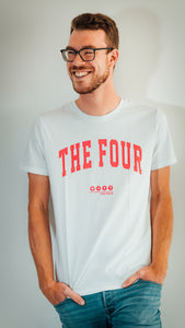 THE FOUR x J4TN6 Shirt - "College" (weiß) - B WARE